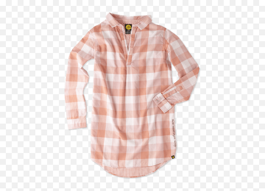 Buffalo Plaid Woven Sleep Night Shirt - Blouse Emoji,Peach Emoji Shorts