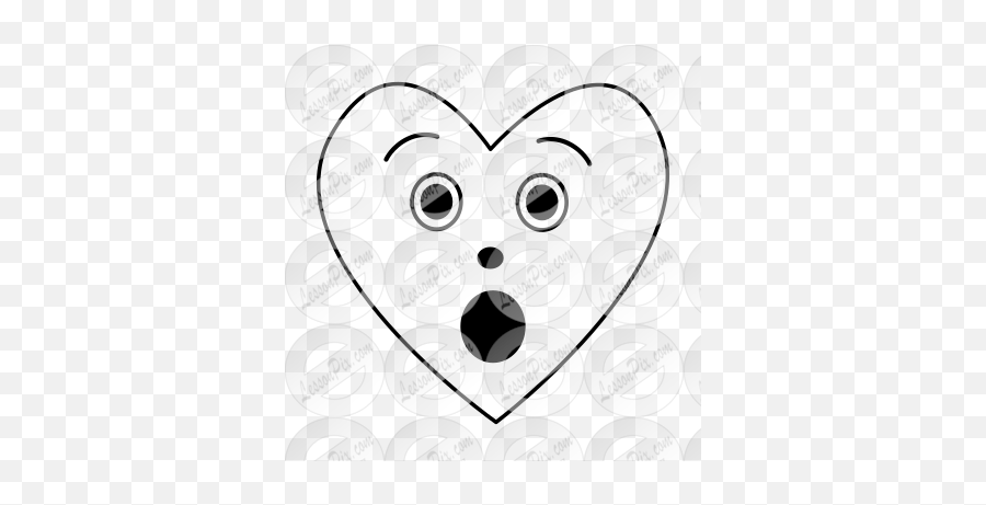 Surprised Heart Outline For Classroom - Cartoon Emoji,Heart Outline Emoticon