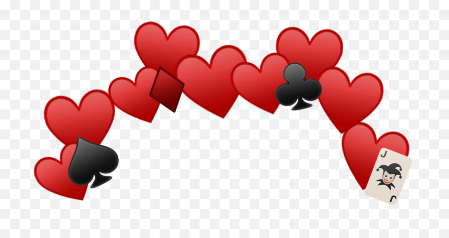 Darkred Red Emoji Hearts Cards Jocker Crown - Heart,Emoji Cards