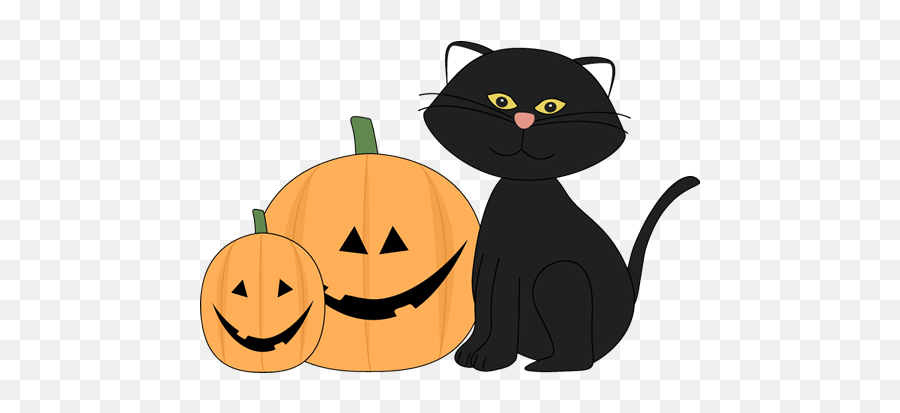 Jack O Lantern Halloween Black Cat And Jack Lantern Clip Art - Black Cat Halloween Cat Clipart Emoji,Emoji Jack O Lantern