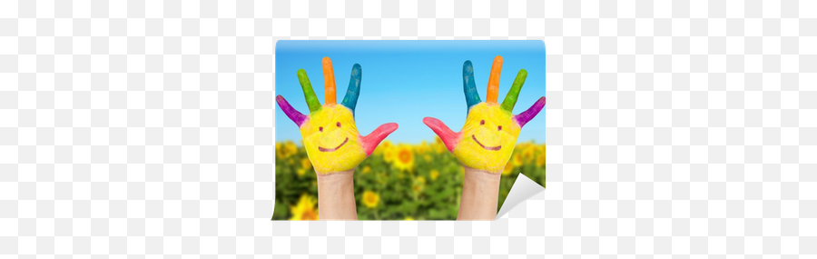 Two Smiley Hands In Sunny Summeru0027s Day Wall Mural U2022 Pixers - We Live To Change World Day Of N Go Emoji,Cross Fingers Emoticon