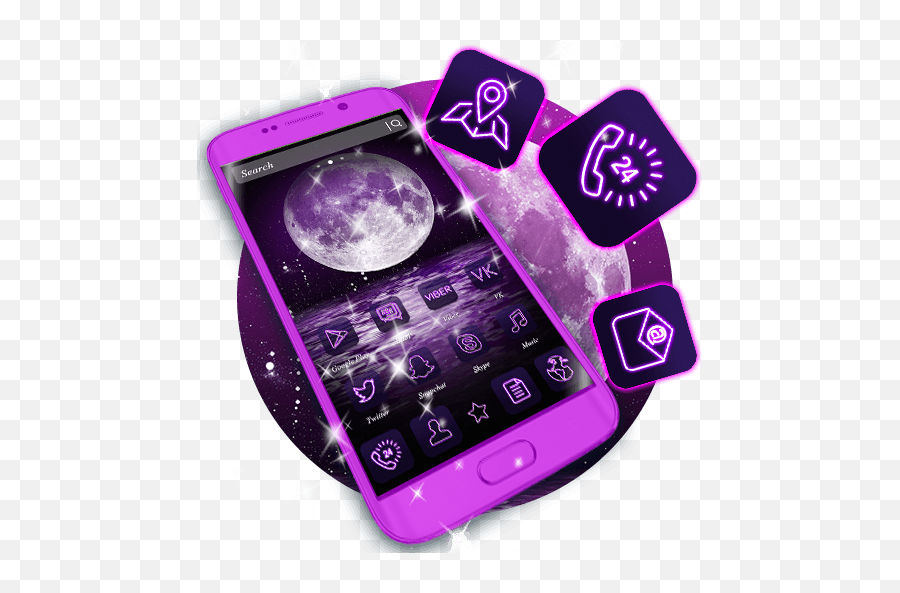 Purple Moon Sea Theme - Android Emoji,Purple Moon Emoji