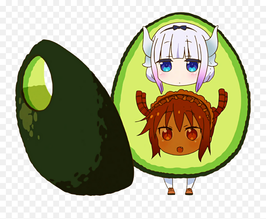Transparent Avocado Cartoon Picture - Kana Avocado Miss Dragon Maid Emoji,Guacamole Emoji