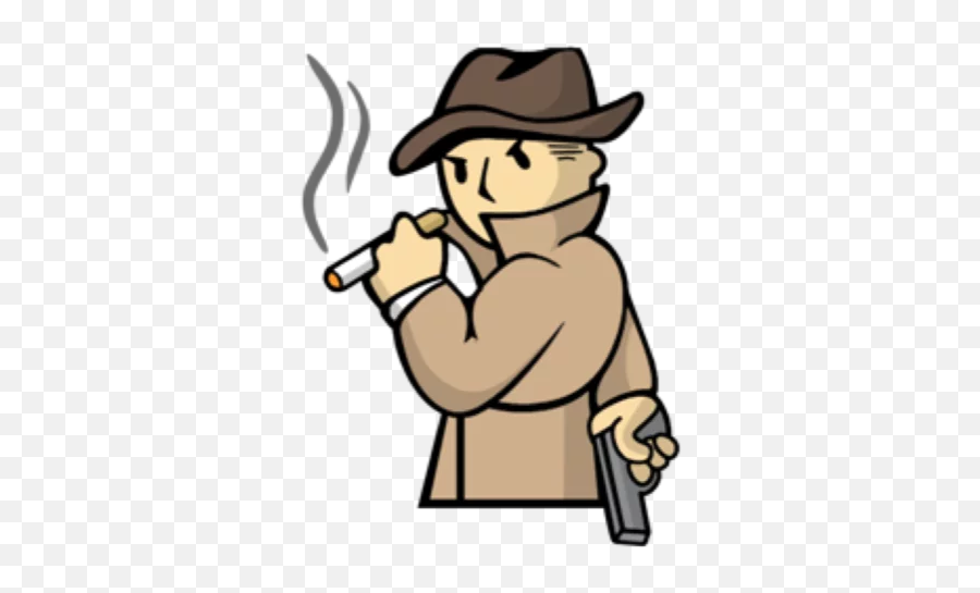 Telegram Sticker 28 From Collection Fallout Emoji - Fallout Vault Boy Mysterious Stranger,Fedora Emoji