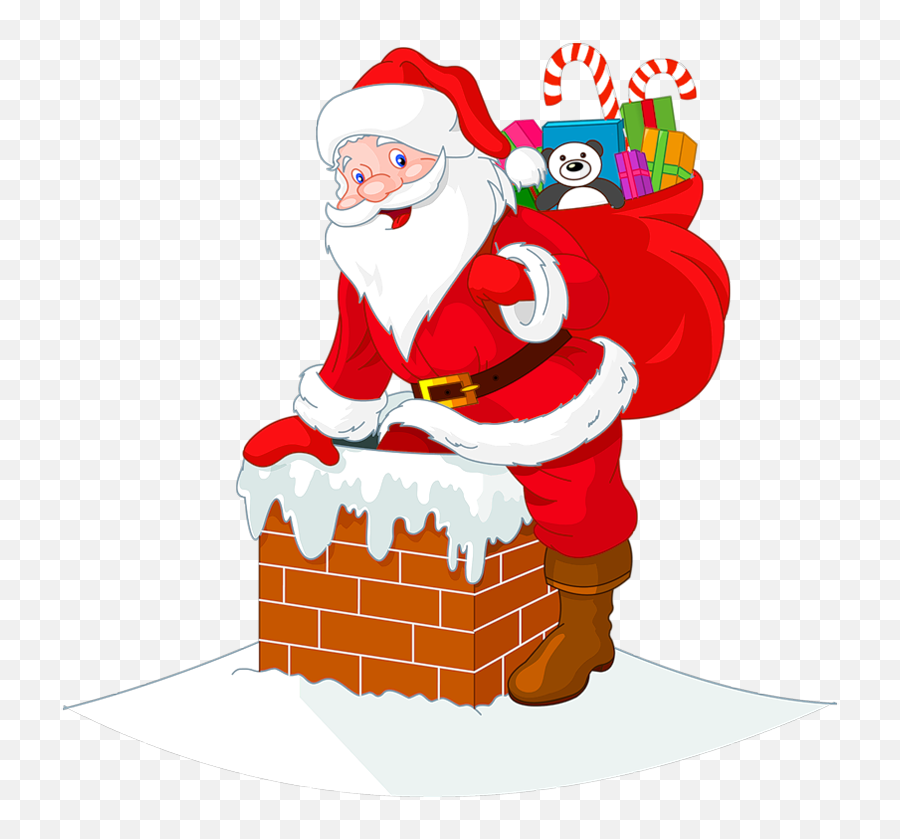 Santa Clausu0027s Reindeer Christmas Clip Art - Transparent Santa Claus Going Down The Chimney Emoji,Free Christmas Emoticons