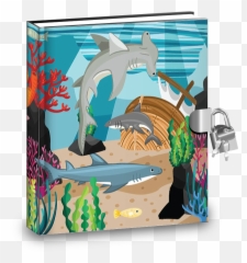 Shark Kids Diary With Lock - Illustration Emoji,Shark Emoji Text