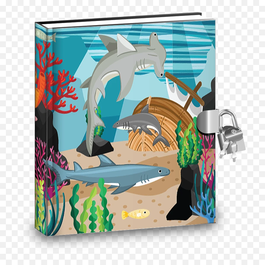 Shark Kids Diary With Lock - Illustration Emoji,Shark Emoji Text