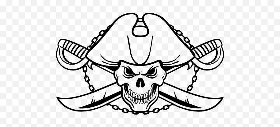 Evil Skull Pirate - Half Circle Chain Silhouette Vector Emoji,Crossed Swords Emoji