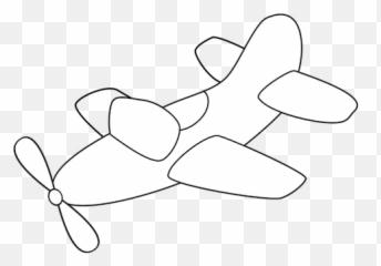 Cartoon Propeller Airplane - Plane Clipart Black And White Outline Emoji