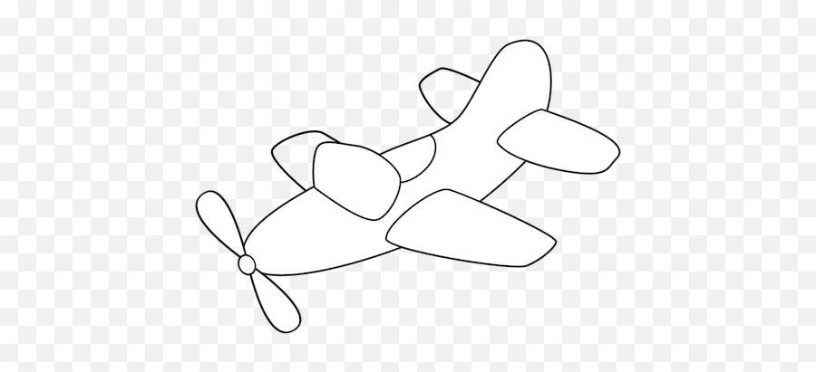 Cartoon Propeller Airplane - Plane Clipart Black And White Outline Emoji,Plane And Paper Emoji