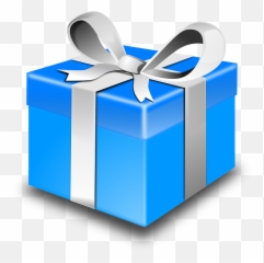 Gift Blue Ribbon Bow - Christmas Clipart Emoji