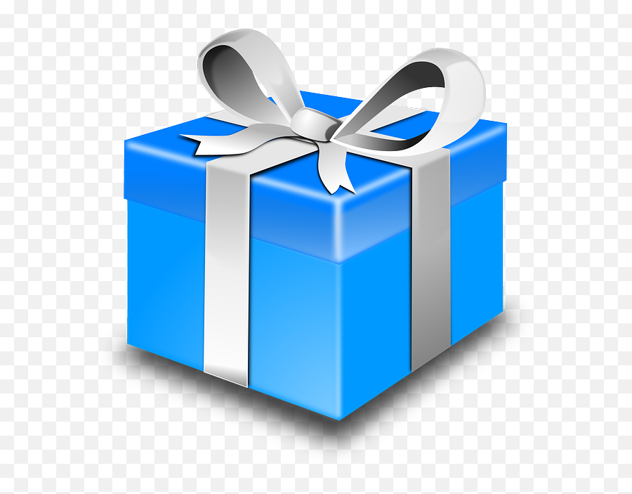 Gift Blue Ribbon Bow - Blue Christmas Gift Clipart Emoji,Present Emoticon