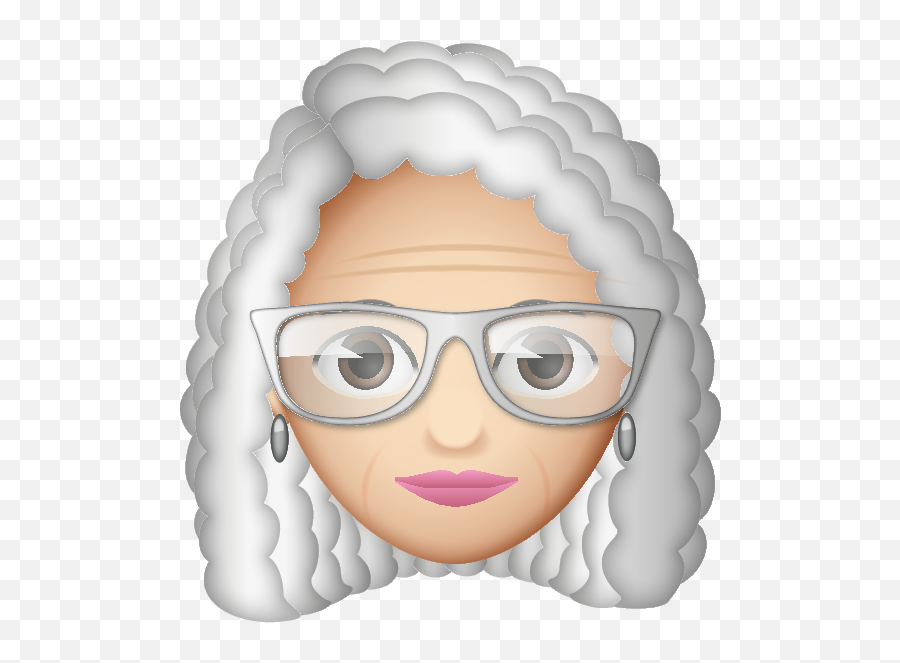 Grey Haired With Glasses - Cartoon Emoji,Curly Hair Emoji