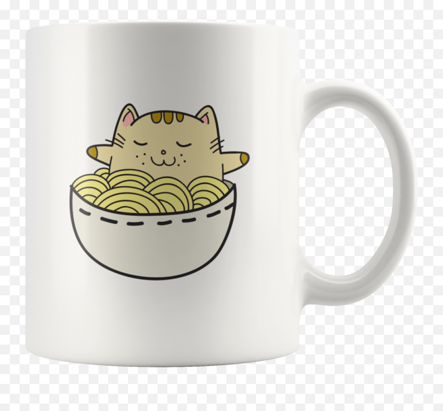 Adorable Kawaii Japanese Anime Cat In A Ramen Bowl Anime - Coffee Cup Emoji,Ramen Emoji