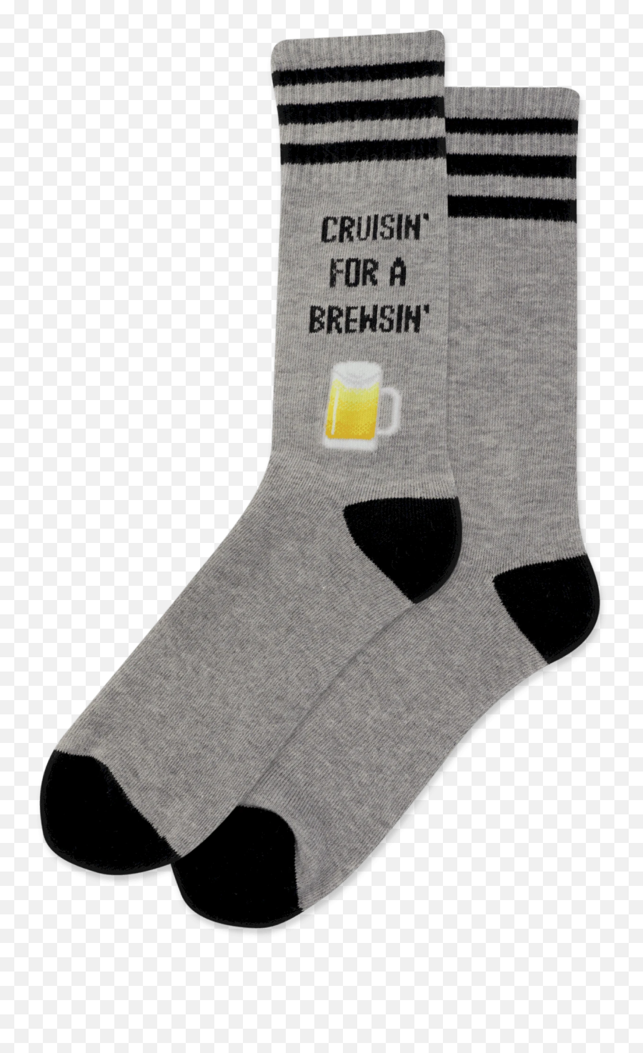 Menu0027s Cruisin For A Brewsin Crew Socks - Gray Heather Sock Emoji,Knitting Emoji