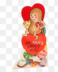 Punny Vintage Valentines - Nuts About You Emoji
