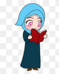 Islamic Cartoon Hijab - Reading Animation Book Gif Emoji