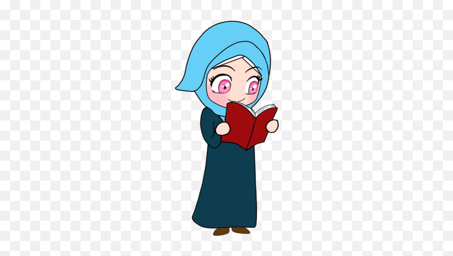 Islamic Cartoon Hijab Cartoon - Reading Animation Book Gif Emoji,Islamic Emoji