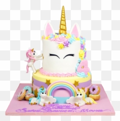 Unicorn Cake Sticker - Unicorn Two Tier Birthday Cake Emoji,Unicorn Emoji Cake