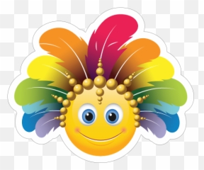 Cute Feather Headdress Emoji Sticker - Mouth Zipped Shut Emoji,Reindeer Emoji