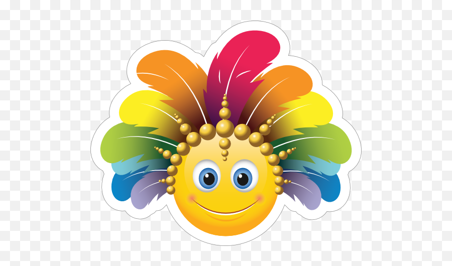 Cute Feather Headdress Emoji Sticker - Mouth Zipped Shut Emoji,Reindeer Emoji