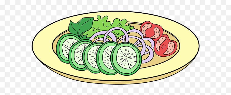 How To Draw Salad - Really Easy Drawing Tutorial Dish Emoji,Lettuce Emoji