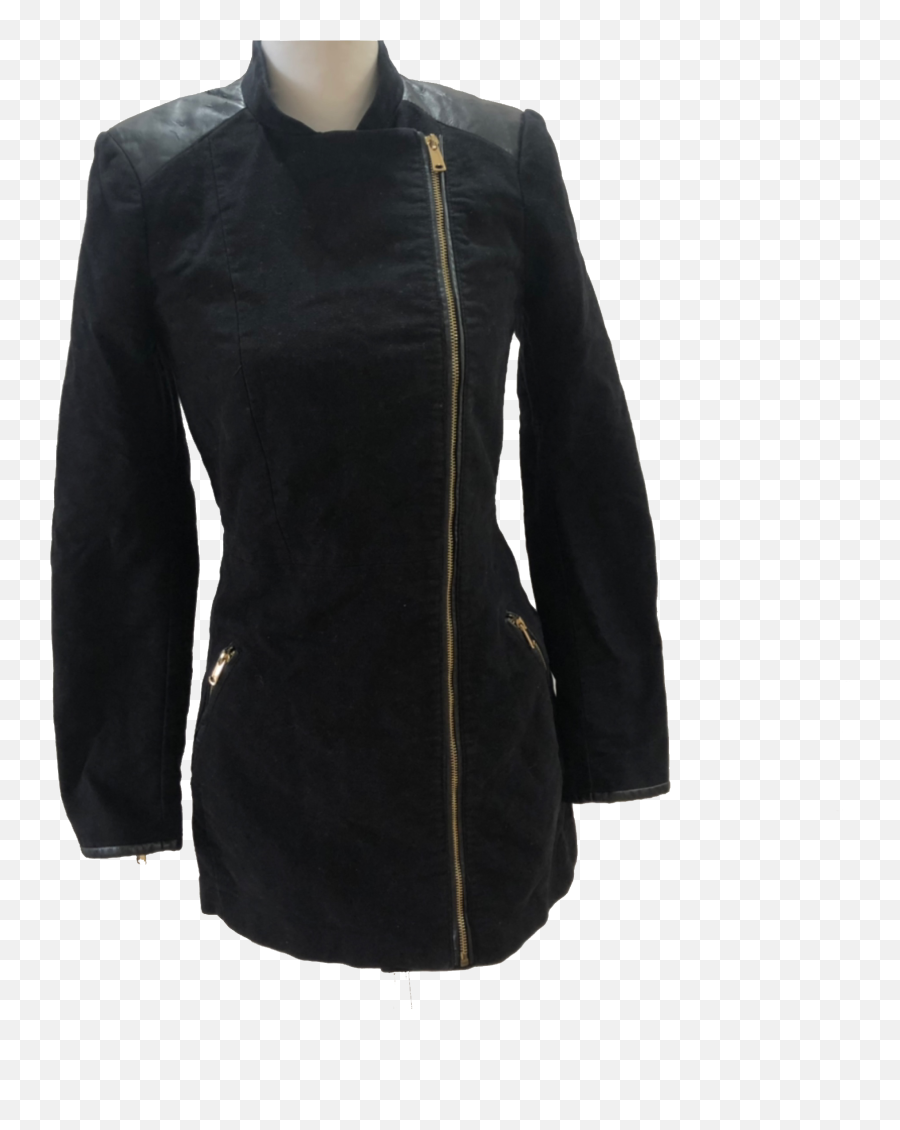 Full Zipped Black Zara Trafaluc Jacket - Trench Coat Emoji,Zipped Emoji