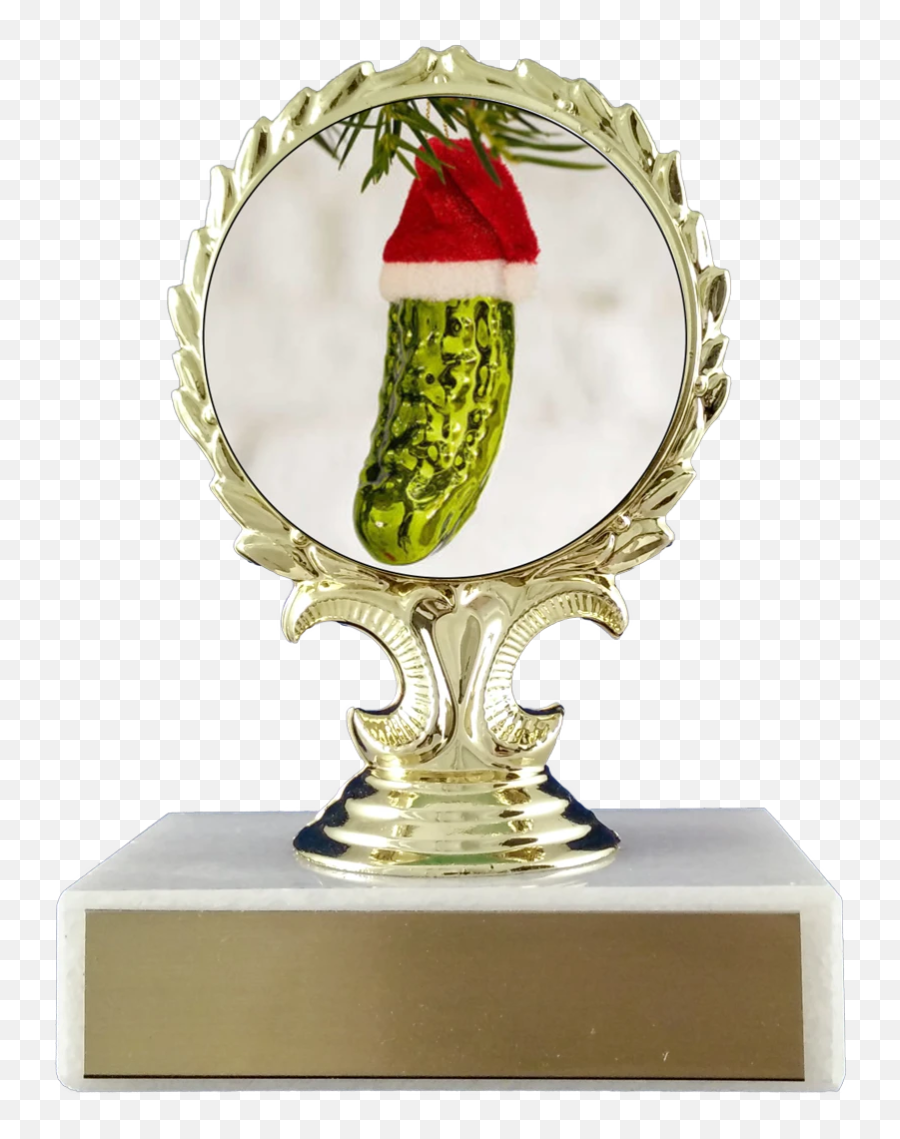 Christmas Pickle Logo Trophy On Flat White Marble - Trophy Emoji,Dragon Fruit Emoji