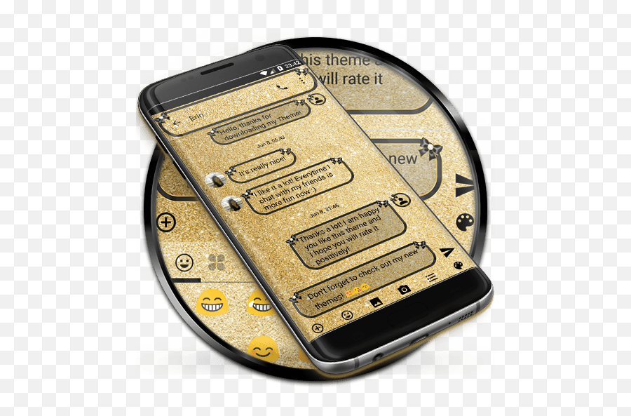 Sms Messages Glitter Gold Ribbon Theme - Apkonline Portable Emoji,Black Ribbon Emoji