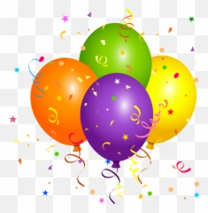 Balloons With Confetti Clipart Image - Transparent Background Emoji