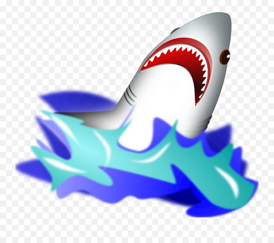 Shark In Water Clipart - Shark In A Wave Cartoon Emoji,Shark Emoji