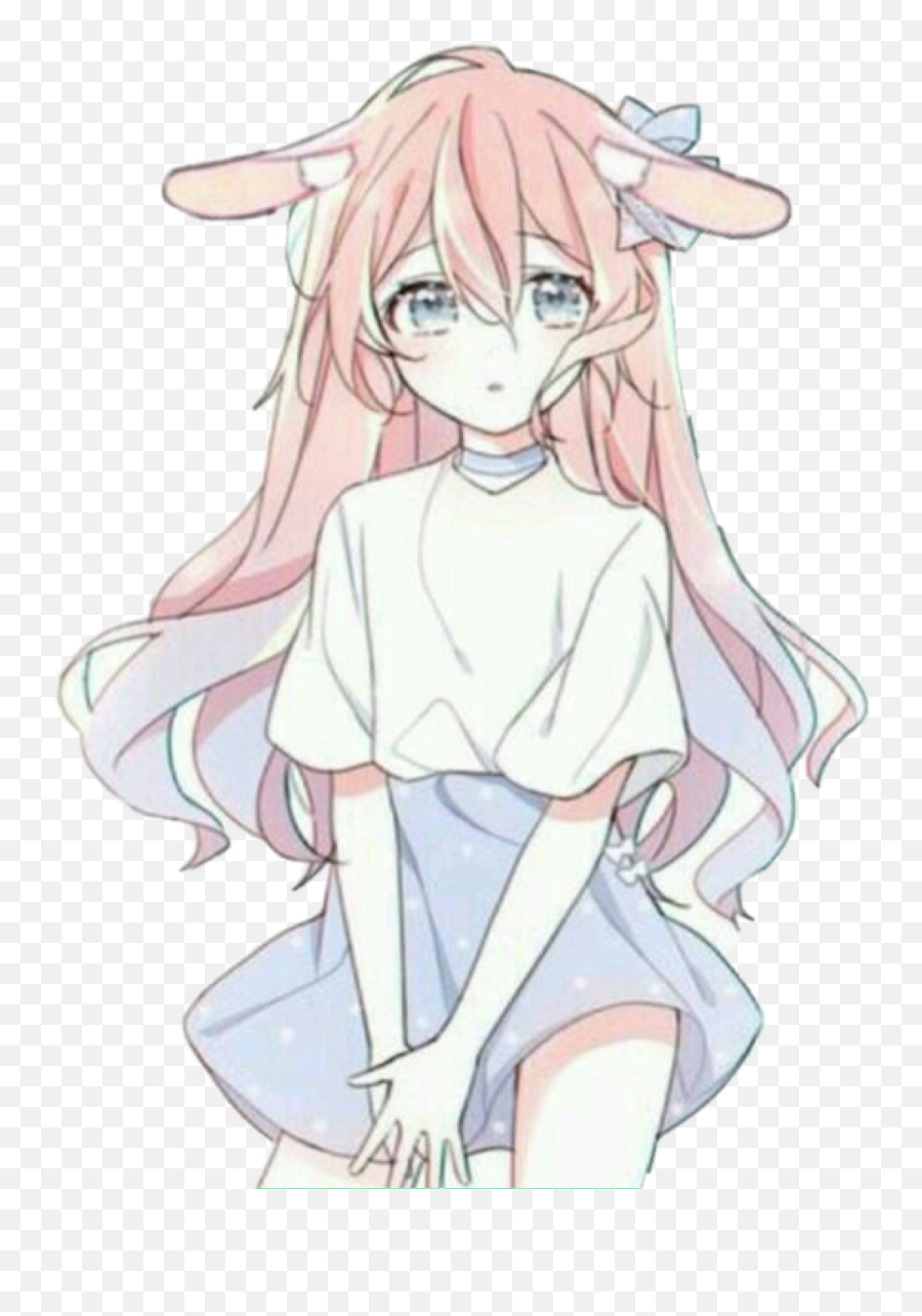 Fifi Bunny Anime Girl Freetoedit - Anime Girl With Gray Pink Hair Emoji,Bunny Girls Emoji
