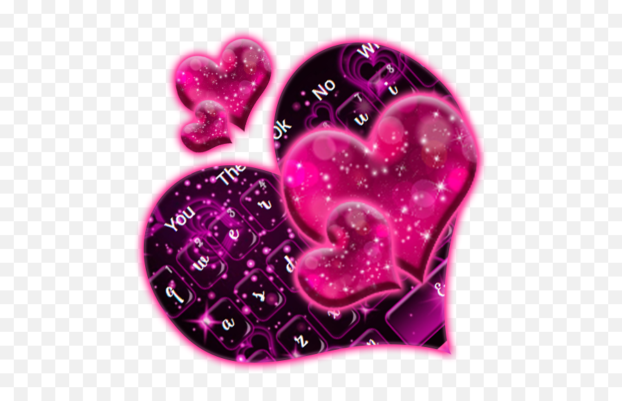 Sparkling Neon Pink Love Keyboard Theme - Love Heart Pink Keyboard Emoji,Pink Emoji Keyboard