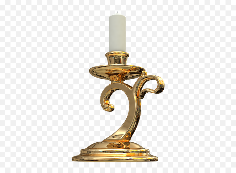 Candle Holder With Handle - Brass Emoji,Trophy And Cake Emoji