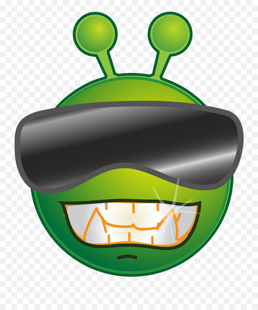 Alien Cool Green Smiley Emoticon - Smiley Alien Sad Emoji,Sunglasses Emoticon