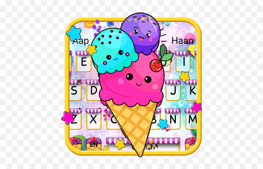 Galaxy Tasty Ice Cream Keyboard Theme - Soy Ice Cream Emoji,Ice Cream Emoticons