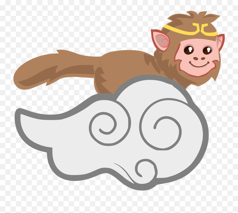 Cloud Flying Baby Free Vector Graphics - Monkey King Flying Cloud Emoji,Three Monkeys Emoji