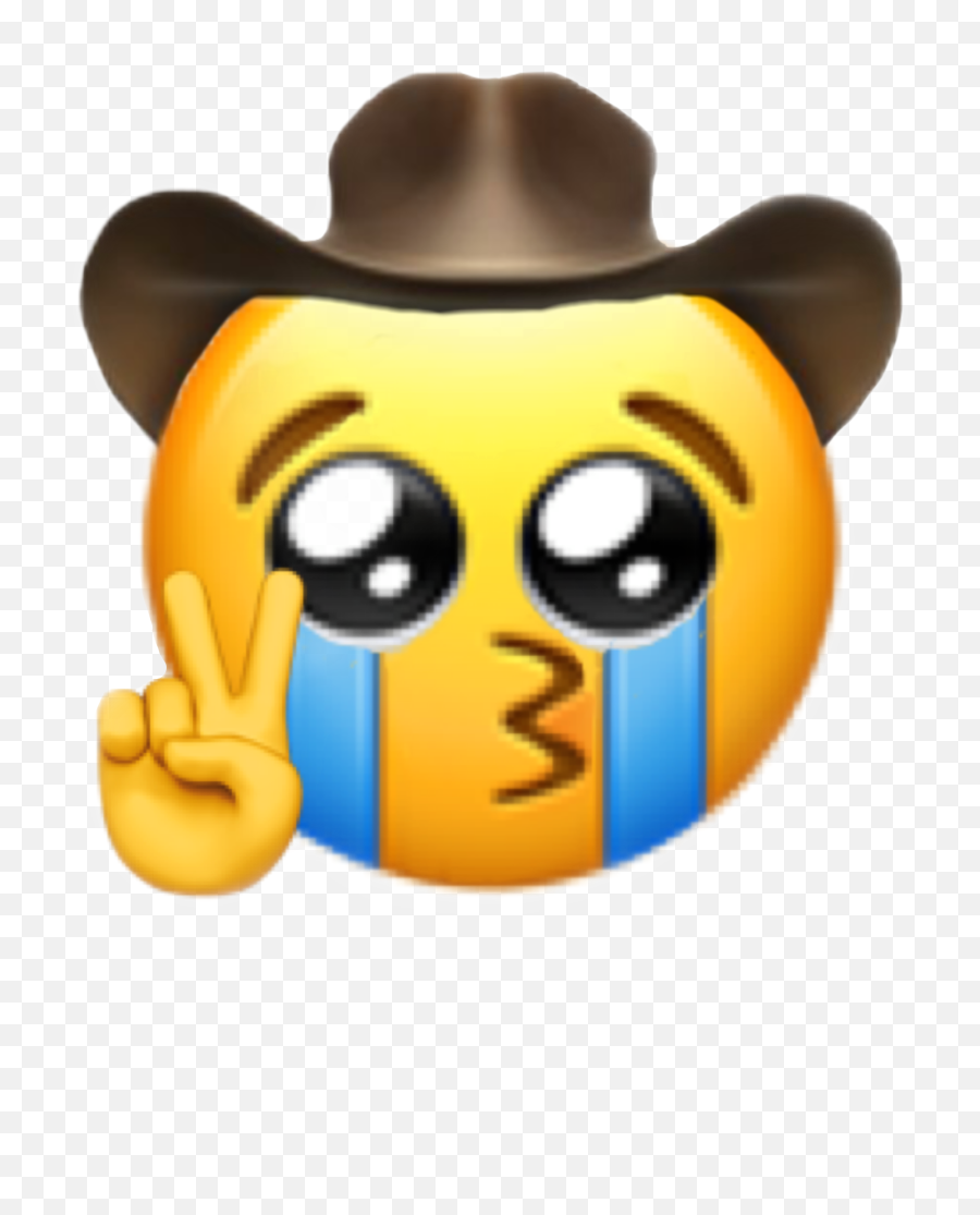 Sad Mood Relatable Cowboy Hat Emoji - Sad Peace Sign Emoji,Cowboy Hat Emoji