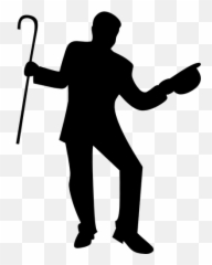 Dancer With Cane Silhouette - Cartoon Guy In Suit Dancing Emoji