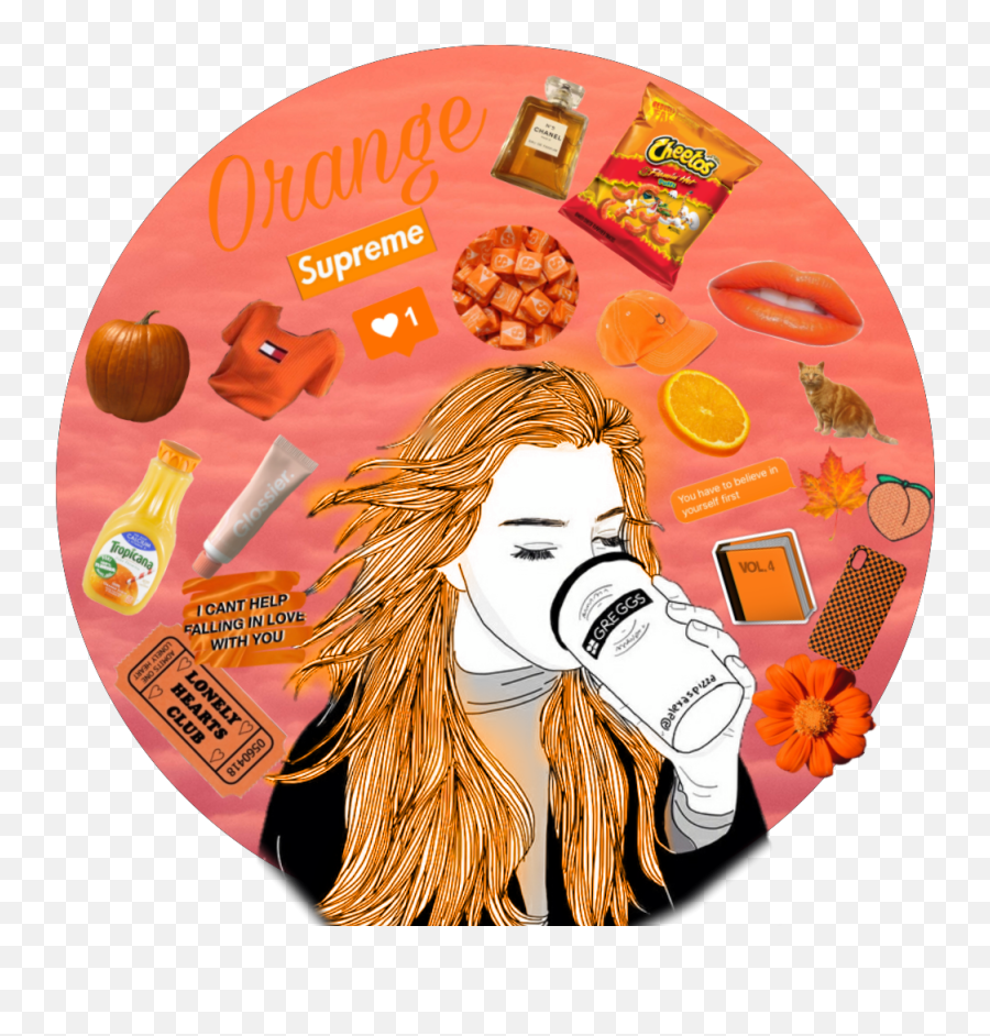 Orange Is A Prettyself Confident Loudalways Hyped - Girl With Starbucks Drawing Emoji,Confident Emoji