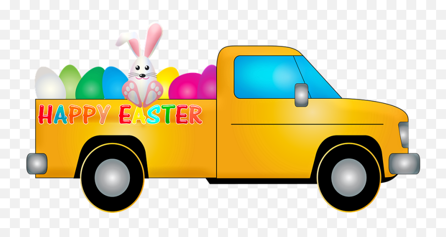 Easter Truck Rabbit - Easter Bunny Truck Emoji,Emoji Rabbit And Egg