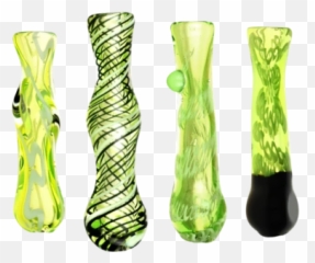 Acid Green Worked Glass Taster Chillum - Decorative Emoji,Vase Bomb Emoji