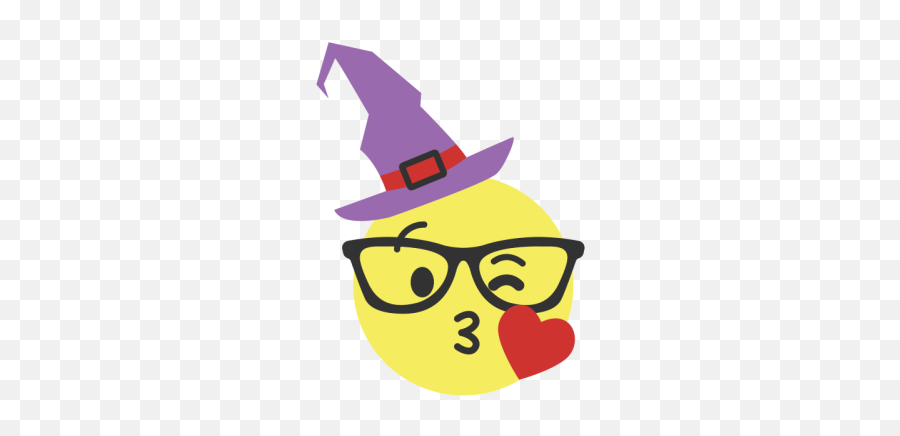 Cute Nerd Emoji In Witch Hat - Witch Emoji Png,Party Hat Emoji