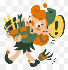 Cute Christmas Elf Carrying Boxes - Cartoon Emoji
