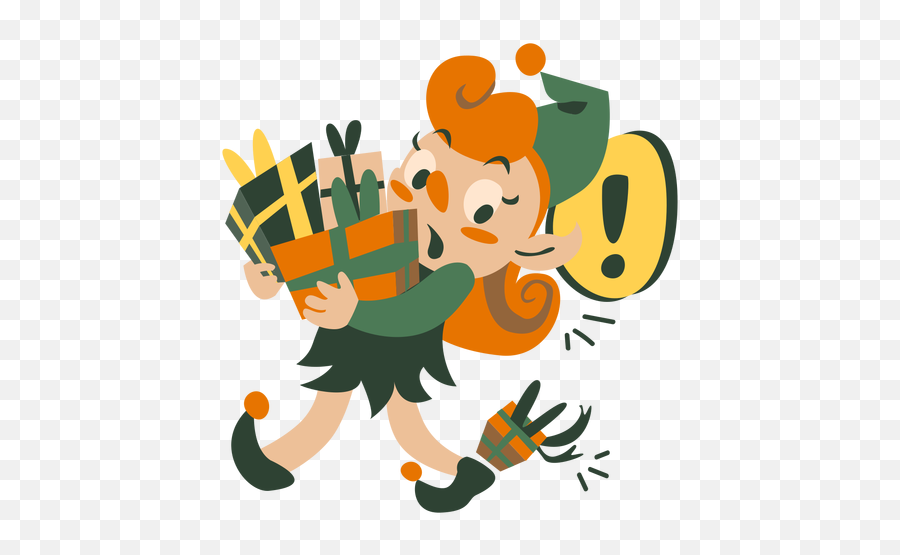 Cute Christmas Elf Carrying Boxes - Cartoon Emoji,Elf Emoticon
