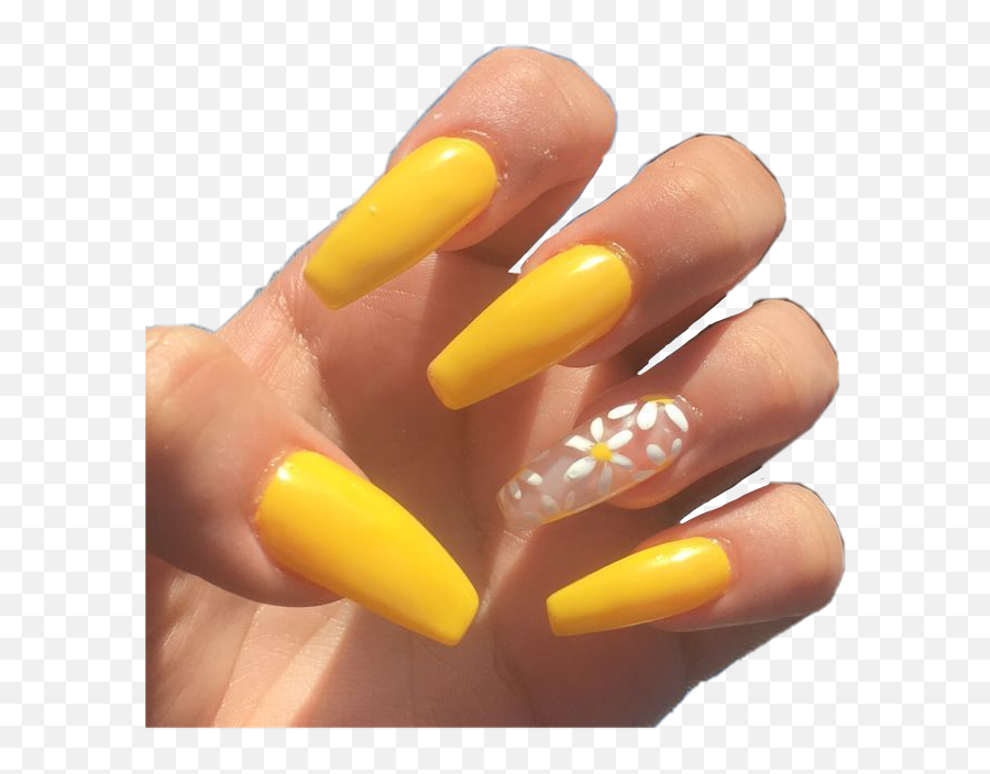 Yellow Yellownails Nails Nail - Acrylic Nails Coffin With Glitter Emoji,Emoji Manicure