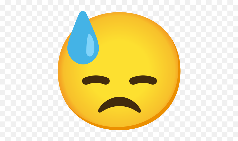 Downcast Face With Sweat Emoji - Perspiration,Pleading Emoji