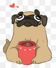 Baby Pugs Pug Cartoon - Pug Tumblr Png Art Emoji,Coffee Poodle Emoji