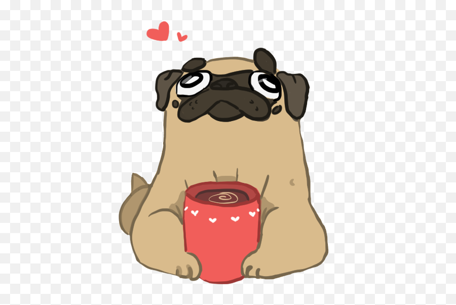 Baby Pugs Pug Cartoon - Pug Tumblr Png Art Emoji,Coffee Poodle Emoji