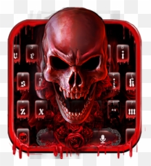 Red Bloody Skull Keyboard Theme - Live Wallpaper Blood Skull Emoji,Blood Type Emoji